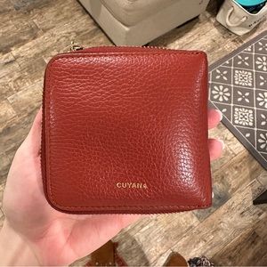 Cuyana small classic zip around wallet in Rust color
